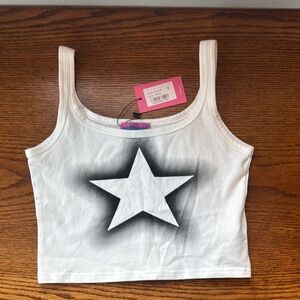 White Crop Top with Star Design
